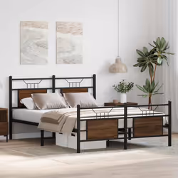 vidaXL Metal Bed Frame without Mattress double bed - brown oak, 140 x 200 cm - Additional view 4