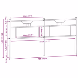 vidaXL Headboard Brown Oak 183 cm Engineered Wood and Steel bed headboard