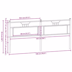 vidaXL Headboard Brown Oak 193 cm Engineered Wood and Steel bed headboard - Additional view 7