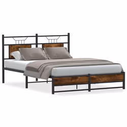 vidaXL Bed Frame without Mattress Smoked Oak 90x190 cm Single Engineered Wood - smoked oak, 137 x 190 cm