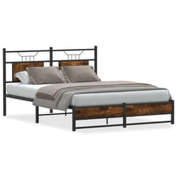 vidaXL Bed Frame without Mattress Smoked Oak 90x190 cm Single Engineered Wood - smoked oak, 137 x 190 cm