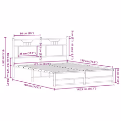 vidaXL Bed Frame without Mattress Smoked Oak 90x190 cm Single Engineered Wood - smoked oak, 137 x 190 cm