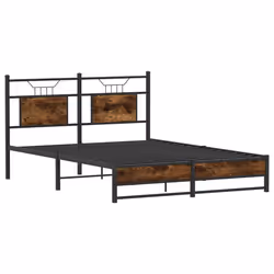 vidaXL Bed Frame without Mattress Smoked Oak 90x190 cm Single Engineered Wood - smoked oak, 137 x 190 cm - Additional view 4
