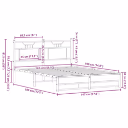 vidaXL Metal Bed Frame without Mattress double bed - smoked oak, 140 x 190 cm - Additional view 10