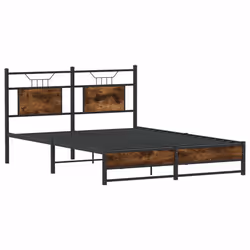 vidaXL Metal Bed Frame without Mattress double bed - smoked oak, 140 x 190 cm - Additional view 4