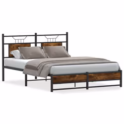 vidaXL Bed Frame without Mattress Smoked Oak 90x190 cm Single Engineered Wood - smoked oak, 140 x 200 cm