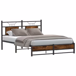 vidaXL Bed Frame without Mattress Smoked Oak 90x190 cm Single Engineered Wood - smoked oak, 140 x 200 cm