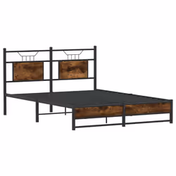 vidaXL Bed Frame without Mattress Smoked Oak 90x190 cm Single Engineered Wood - smoked oak, 140 x 200 cm - Additional view 4