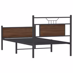 vidaXL Bed Frame without Mattress Smoked Oak 90x190 cm Single Engineered Wood - brown oak, 80 x 200 cm - Additional view 7