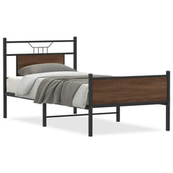 vidaXL Metal Bed Frame without Mattress double bed - brown oak, 90 x 190 cm
