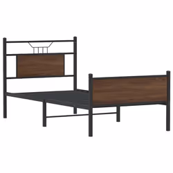 vidaXL Metal Bed Frame without Mattress double bed - brown oak, 90 x 190 cm