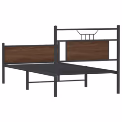 vidaXL Metal Bed Frame without Mattress double bed - brown oak, 90 x 190 cm - Additional view 7