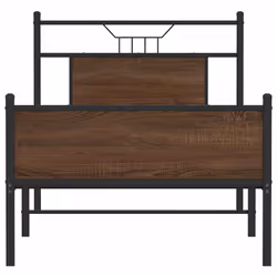 vidaXL Bed Frame without Mattress Smoked Oak 90x190 cm Single Engineered Wood - brown oak, 90 x 200 cm - Additional view 5