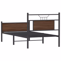 vidaXL Bed Frame without Mattress Smoked Oak 90x190 cm Single Engineered Wood - brown oak, 90 x 200 cm - Additional view 7