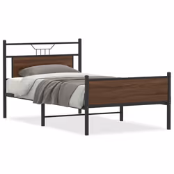 vidaXL Metal Bed Frame without Mattress double bed - brown oak, 100 x 190 cm