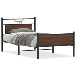 vidaXL Metal Bed Frame without Mattress double bed - brown oak, 100 x 190 cm