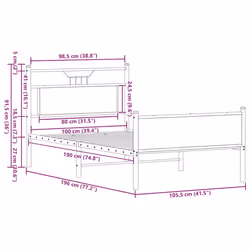vidaXL Metal Bed Frame without Mattress double bed - brown oak, 100 x 190 cm - Additional view 10