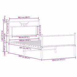 vidaXL Bed Frame without Mattress Smoked Oak 90x190 cm Single Engineered Wood - brown oak, 100 x 200 cm