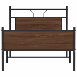 vidaXL Bed Frame without Mattress Smoked Oak 90x190 cm Single Engineered Wood - brown oak, 100 x 200 cm - Additional view 5