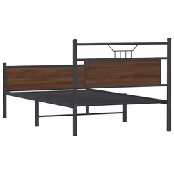 vidaXL Bed Frame without Mattress Smoked Oak 90x190 cm Single Engineered Wood - brown oak, 100 x 200 cm - Additional view 7