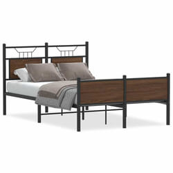 vidaXL Metal Bed Frame without Mattress double bed - brown oak, 120 x 200 cm