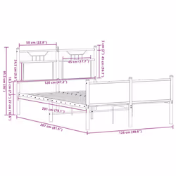 vidaXL Metal Bed Frame without Mattress double bed - brown oak, 120 x 200 cm - Additional view 10