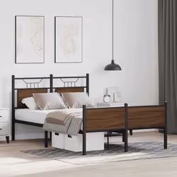 vidaXL Metal Bed Frame without Mattress double bed - brown oak, 120 x 200 cm - Additional view 4