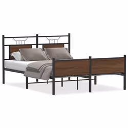 vidaXL Bed Frame without Mattress Smoked Oak 90x190 cm Single Engineered Wood - brown oak, 137 x 190 cm