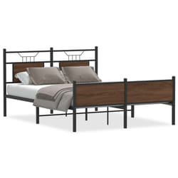 vidaXL Bed Frame without Mattress Smoked Oak 90x190 cm Single Engineered Wood - brown oak, 137 x 190 cm