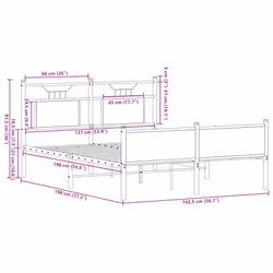 vidaXL Bed Frame without Mattress Smoked Oak 90x190 cm Single Engineered Wood - brown oak, 137 x 190 cm - Additional view 10