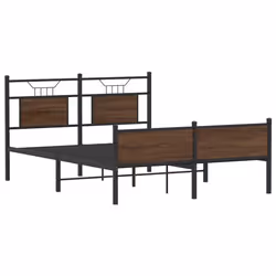 vidaXL Bed Frame without Mattress Smoked Oak 90x190 cm Single Engineered Wood - brown oak, 137 x 190 cm
