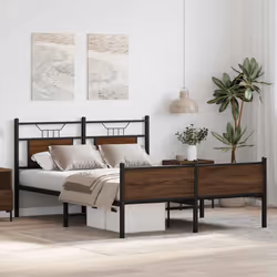 vidaXL Bed Frame without Mattress Smoked Oak 90x190 cm Single Engineered Wood - brown oak, 137 x 190 cm - Additional view 4