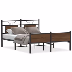 vidaXL Bed Frame without Mattress Smoked Oak 90x190 cm Single Engineered Wood - brown oak, 140 x 190 cm