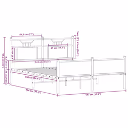 vidaXL Bed Frame without Mattress Smoked Oak 90x190 cm Single Engineered Wood - brown oak, 140 x 190 cm