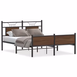 vidaXL Bed Frame without Mattress Smoked Oak 90x190 cm Single Engineered Wood - brown oak, 140 x 200 cm