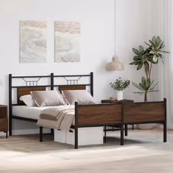 vidaXL Bed Frame without Mattress Smoked Oak 90x190 cm Single Engineered Wood - brown oak, 140 x 200 cm - Additional view 4
