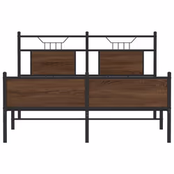 vidaXL Bed Frame without Mattress Smoked Oak 90x190 cm Single Engineered Wood - brown oak, 140 x 200 cm - Additional view 5