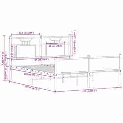 vidaXL Bed Frame without Mattress Smoked Oak 90x190 cm Single Engineered Wood - brown oak, 150 x 200 cm