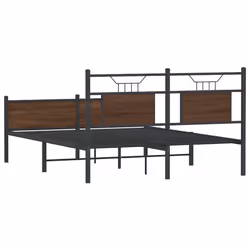 vidaXL Bed Frame without Mattress Smoked Oak 90x190 cm Single Engineered Wood - brown oak, 150 x 200 cm - Additional view 7