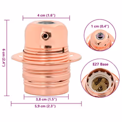 vidaXL Lamp Holders 2 pcs Red Bronze E27 lamp base screw-in socket bulb holder - rose gold, 59 x 60 mm - Additional view 6