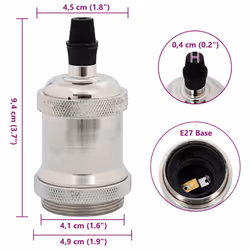 vidaXL Lamp Holders 2 pcs Red Bronze E27 lamp base screw-in socket bulb holder - satin nickel, 49 x 94 mm - Additional view 3