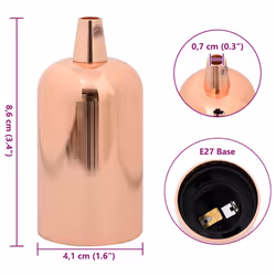 vidaXL Lamp Holders 2 pcs Red Bronze E27 lamp base screw-in socket bulb holder - rose gold, 41 x 86 mm - Additional view 7