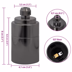 vidaXL Lamp Holders 2 pcs Red Bronze E27 lamp base screw-in socket bulb holder - glossy black, 41 x 80 mm - Additional view 3