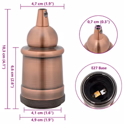 vidaXL Lamp Holders 2 pcs Red Bronze E27 lamp base screw-in socket bulb holder - red bronze, 47 x 103 mm