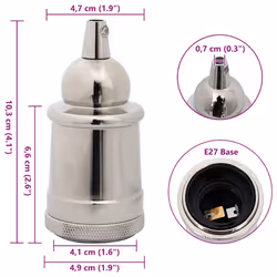 vidaXL Lamp Holders 2 pcs Red Bronze E27 lamp base screw-in socket bulb holder - satin nickel, 47 x 103 mm - Additional view 7