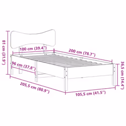 vidaXL Bed Frame without Mattress Bed Solid Wood Pine - white, 100 x 200 cm - Additional view 10