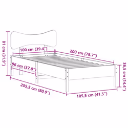 vidaXL Bed Frame without Mattress Bed Solid Wood Pine - wax brown, 100 x 200 cm - Additional view 10