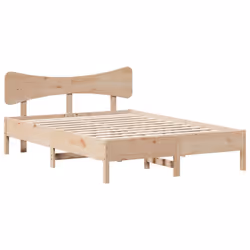 vidaXL Bed Frame without Mattress Bed Solid Wood Pine - natural, 135 x 190 cm