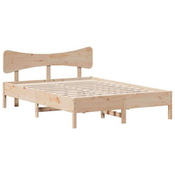 vidaXL Bed Frame without Mattress Bed Solid Wood Pine - natural, 135 x 190 cm