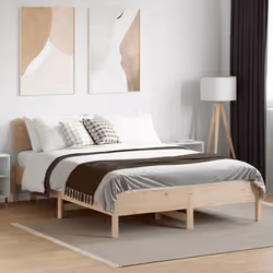 vidaXL Bed Frame without Mattress Bed Solid Wood Pine - natural, 135 x 190 cm